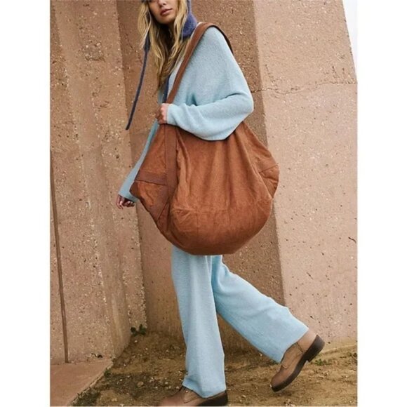 Free People Mega Cord Tote in Mahogany NWOT - Picture 7 of 8